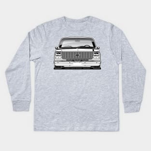 1980 Squarebody Chevrolet C10 Blazer Suburban BW Kids Long Sleeve T-Shirt